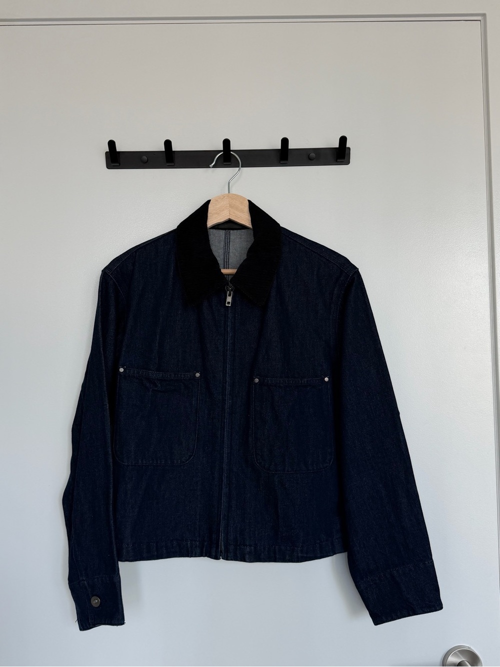 Uniqlo Dark Blue Denim Jacket with Black Collar